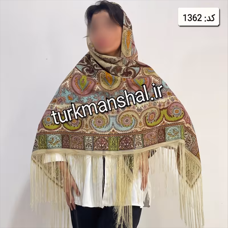 روسری ترکمن ابریشمی (ایتالیایی) کد 1362