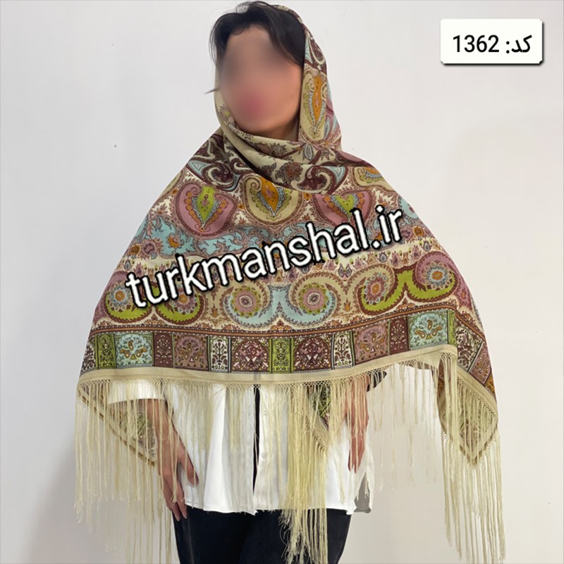 روسری ترکمن ابریشمی (ایتالیایی) کد 1362