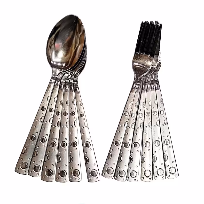 قاشق و چنگال 12 عددی طرح توپی ضدزنگ