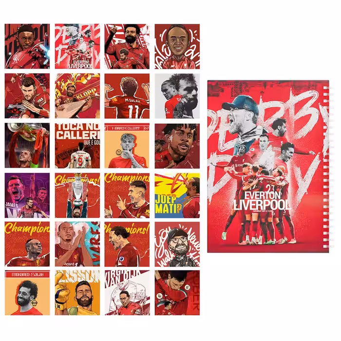 دفتر مشق باژیکان طرح فوتبالی لیورپول کد 20214294 به همراه فتوکارت مجموعه 24 عددی