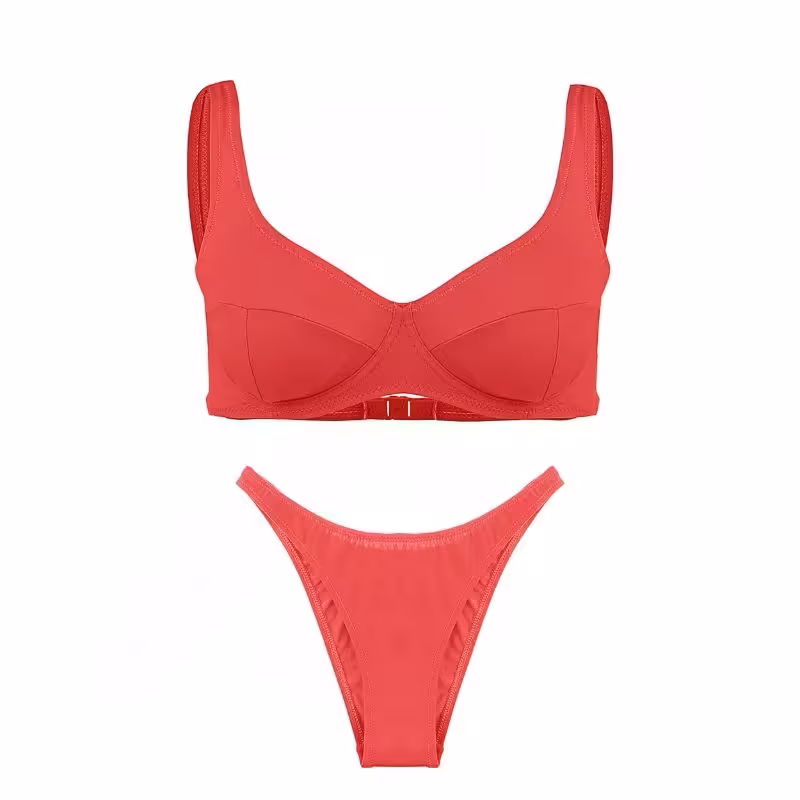 مایو شنا زنانه دوتکه بیکینی فنردار IS مدل MODA ITALIA002  گلبهی XL