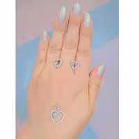 نیم ست نقره زنانه طرح قلب عیار 925استاندارد ضد حساسیت