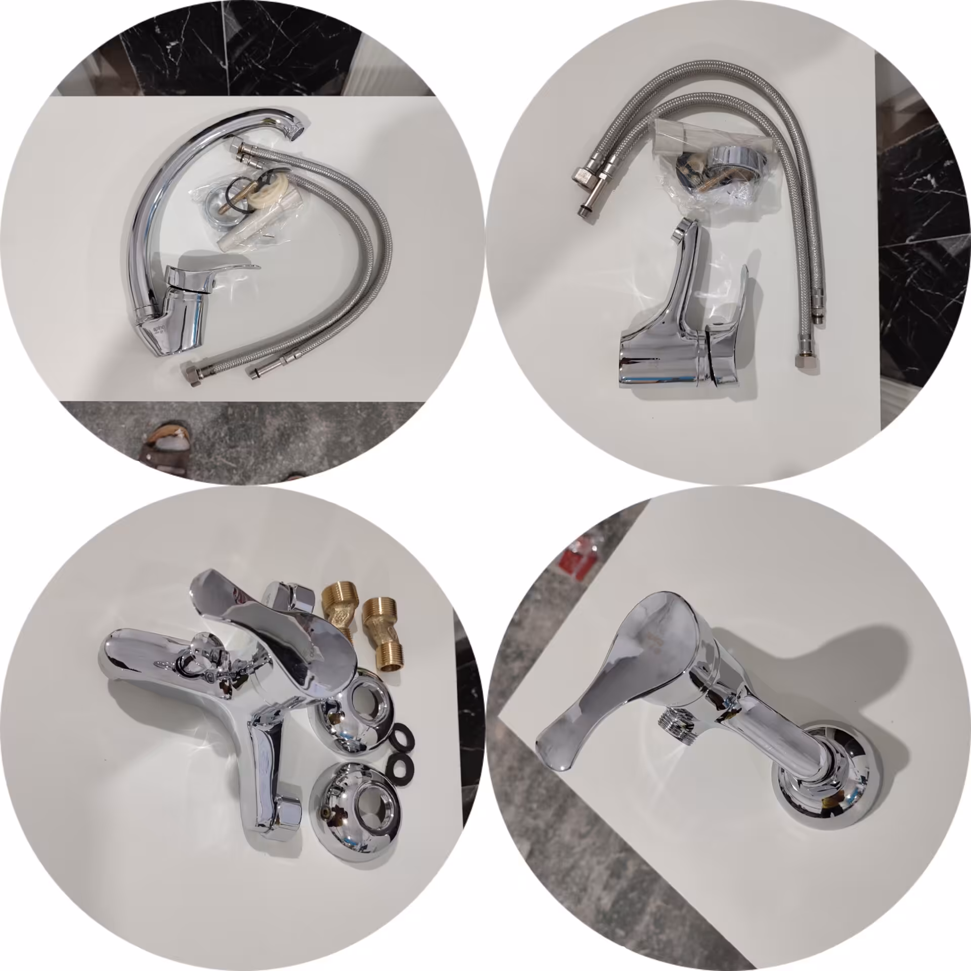 ست چهار عددی شیرآلات ساختمان دوش  توالت طرفشویی روشویی