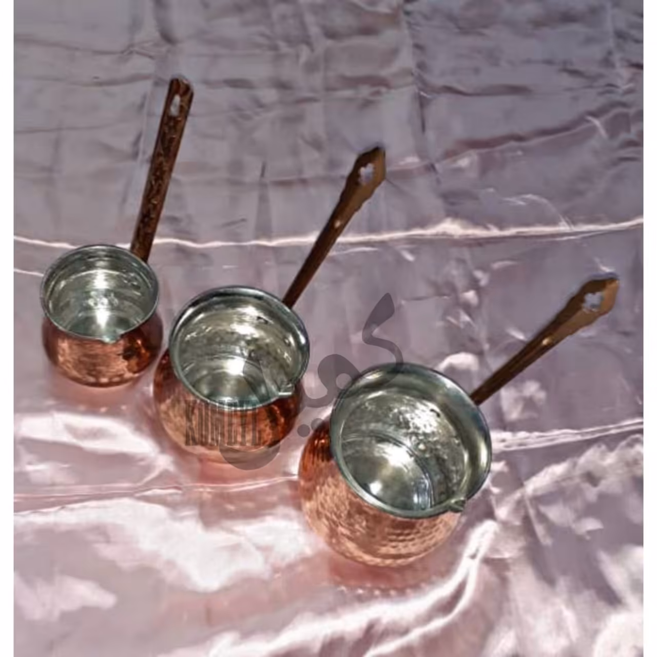 قهوه جوش سایز متوسط3سایزبزرگ ،متوسط  وکوچک ،220،200،170،بسیارضخیم ،محصول زنجان ،دسته چوبی