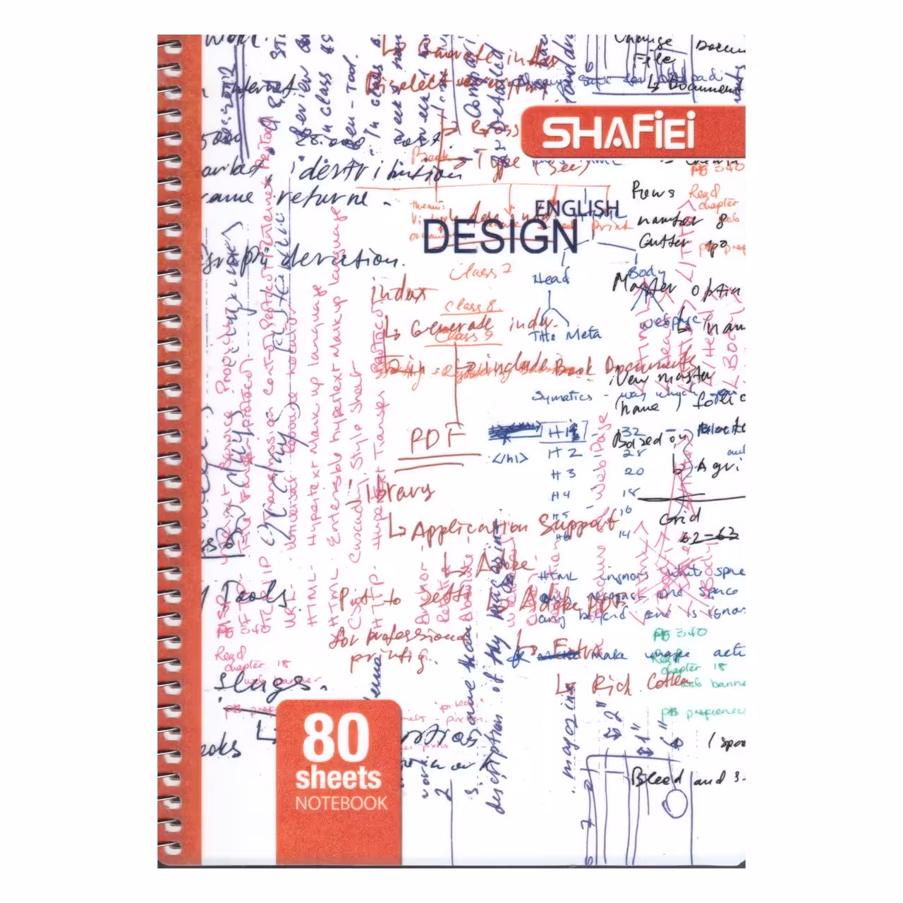 دفتر زبان 80 برگ سیمی کلاسیک جلد طلقی شفیعی طرح حروف انگلیسی (1) کد 43