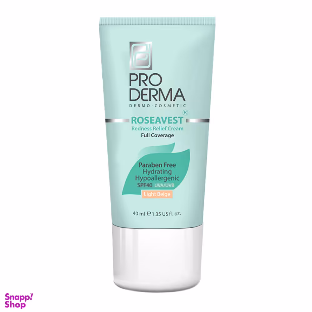 کرم مرطوب کننده پرودرما (Proderma) مناسب پوست معمولی و حساس با SPF40 رنگ بژ روشن حجم 40 میلی لیتر