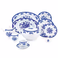 سرویس غذاخوری 102 پارچه چینی زرین مدل فلورانس سرمه ای