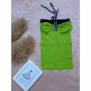 تاپ کبریتی بند دور گردنی رنگ مغز پسته ای دخترانه و زنانه