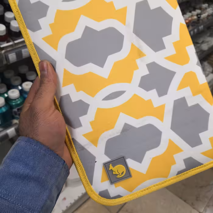 کیف قلم مو جا قلمی کانگورو 3 لت زرد طوسی 