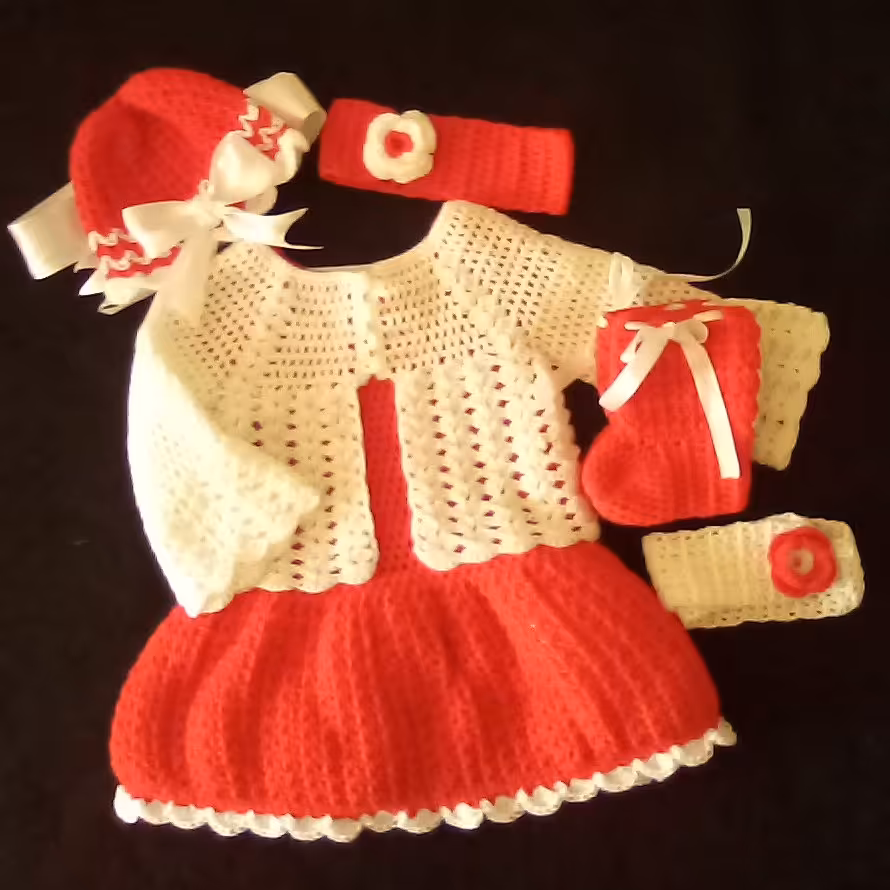 ست نوزادی دستبافت دورو کد گوجه