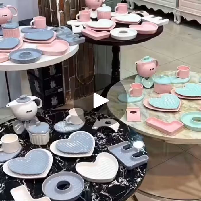 ست صبحانه خوری های  سرامیکی طرح قلب 