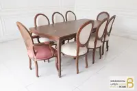 میز ناهار خوری چوبی ابزاری با صندلی راشل پایه سم آهویی کد 3