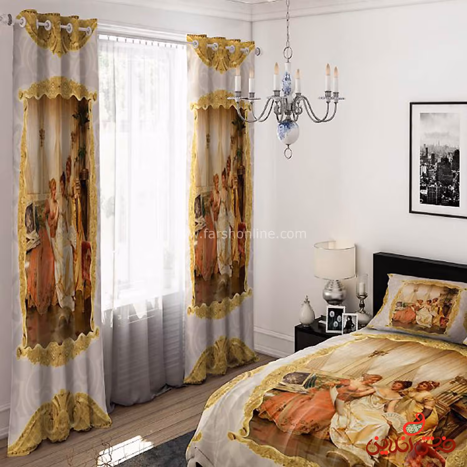 پرده 2 عددی کد 15431/1 طرح نقاشی کلاسیک فرانسوی