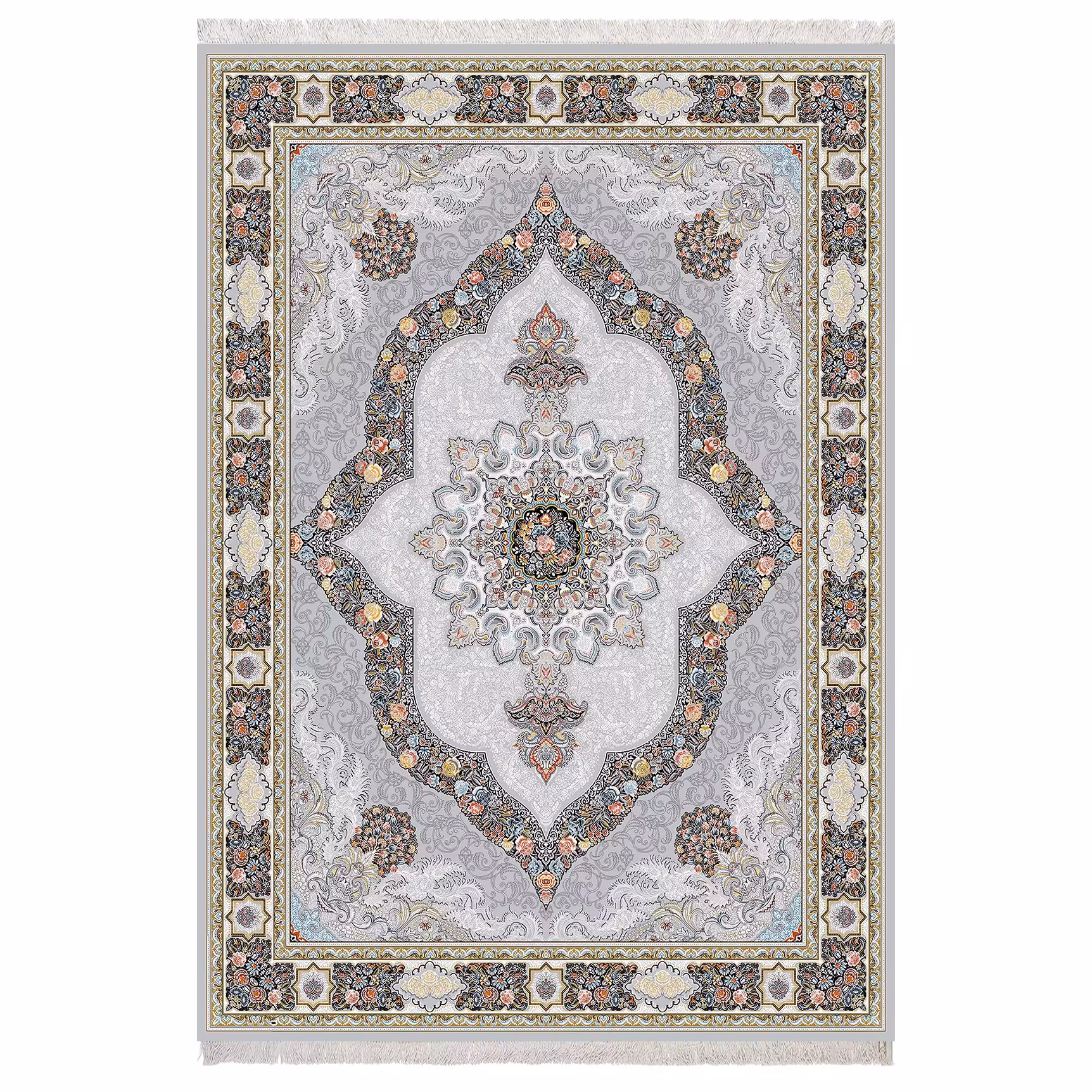 فرش ماشینی زانیس ارسال رایگان کد312سنتی طرح حوض طوسی دو رو سایز 42x30 سانت