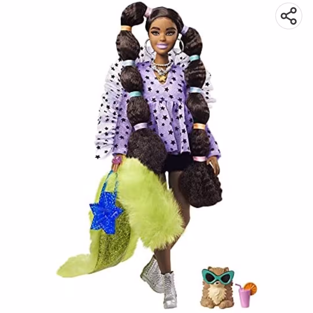 عروسک باربی اکسترا سیاهپوست موخرگوشی برند متل