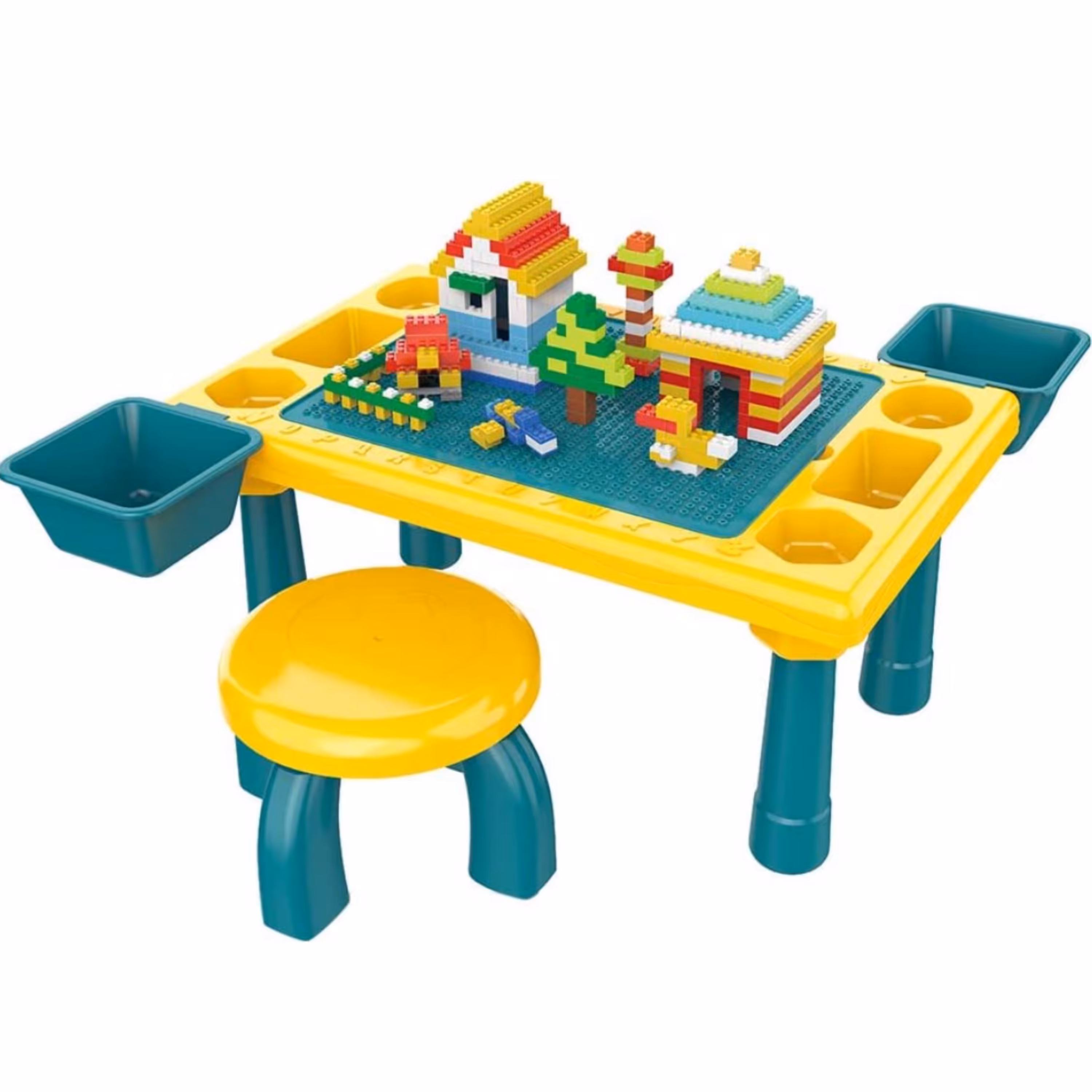 میز لگو کودک چند منظوره به همراه 300 قطعه لگو و 1 عدد صندلی