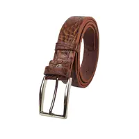 کمربند چرم طبیعی امیسیما طرح کروکدیل K35L2M 