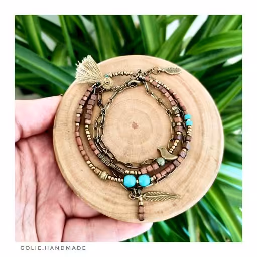 دستبند دو دور چوبی