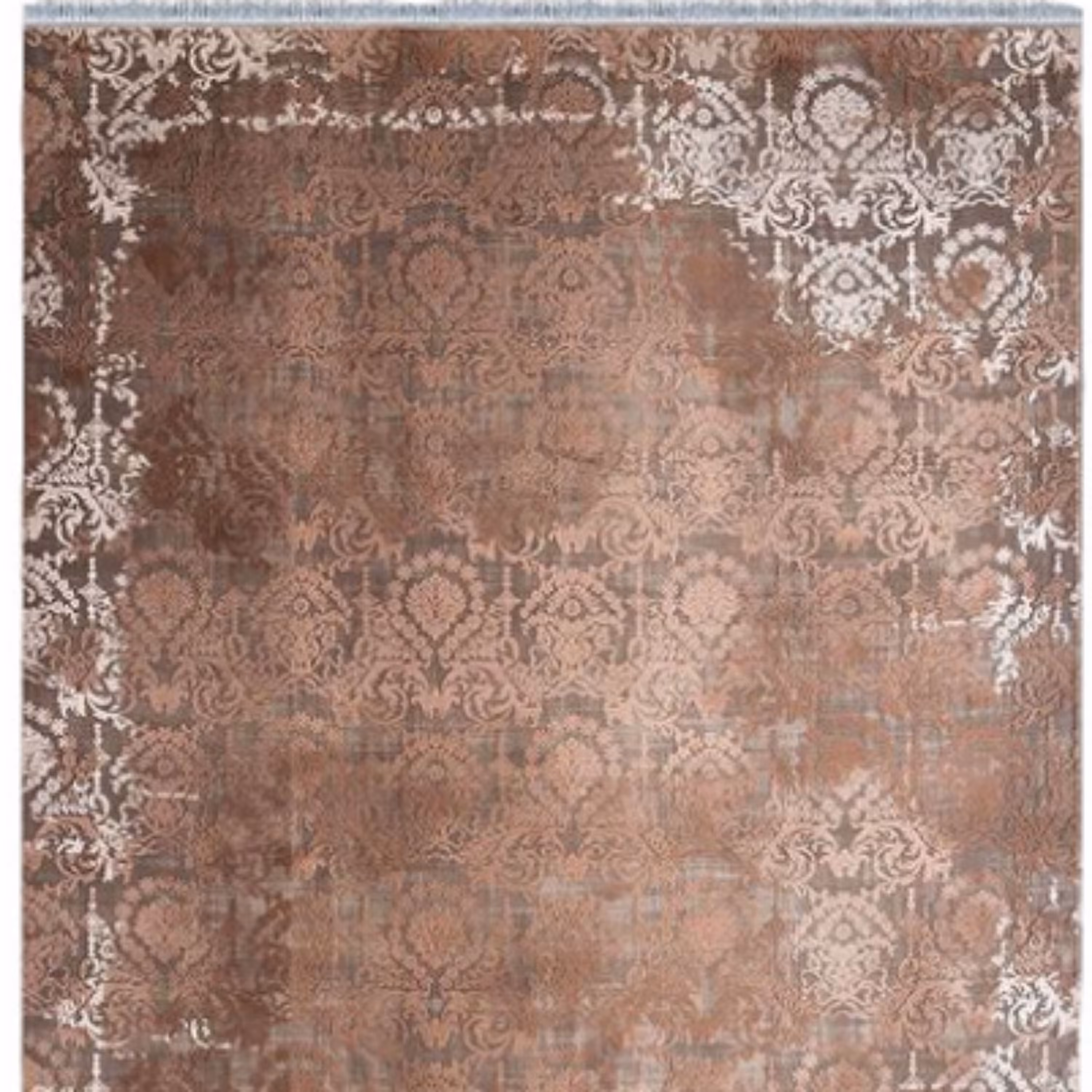 فرش ماشینی آرمانی(چهار متری 1.5در2.25)مدل ترک کد0117 زمینه طوسی