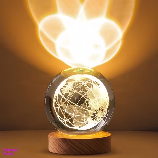 چراغ خواب طرح گوی کریستال مدل کره زمین سایز 1