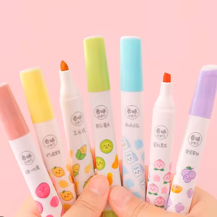 هایلایتر فانتزی میوه ای مثلثی ماژیک هایلایت فانتزی طرح میوه ای مثلثی هایلایت ماژیک علامت زن 