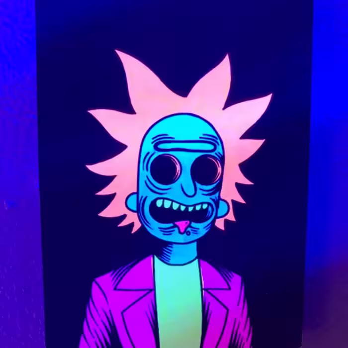 تابلو بلک لایت با طرح ریکی مورتی سایز 70 در 100 سانتی متر Blacklight