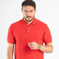 تیشرت جودون یقه انگلیسی آستین کوتاه قرمز  کد ts11018