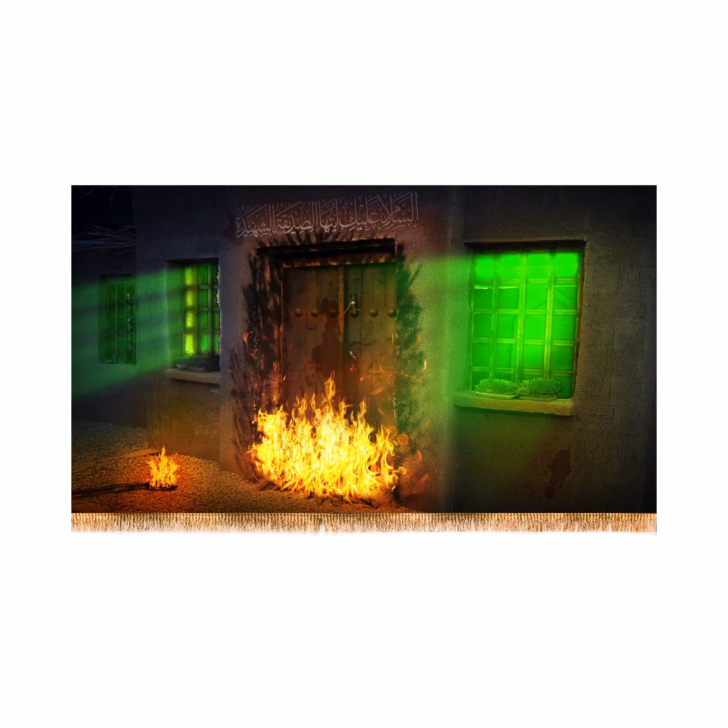 پرچم پشت منبری شهادت حضرت زهرا  سایز 250x140 سانتی متر کد 8485