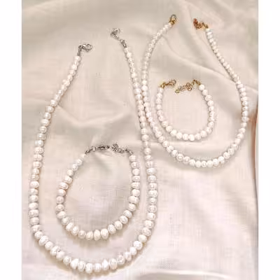 ست دستبند و گردنبند مروارید پرورشی مردانه و زنانه اصلی