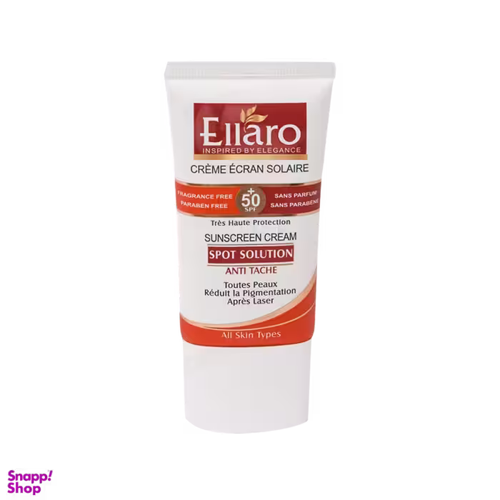 کرم ضد آفتاب ‎الارو (Ellaro) مدل Spot Solution مناسب انواع پوست با SPF50 حجم 40 میلی‌لیتر