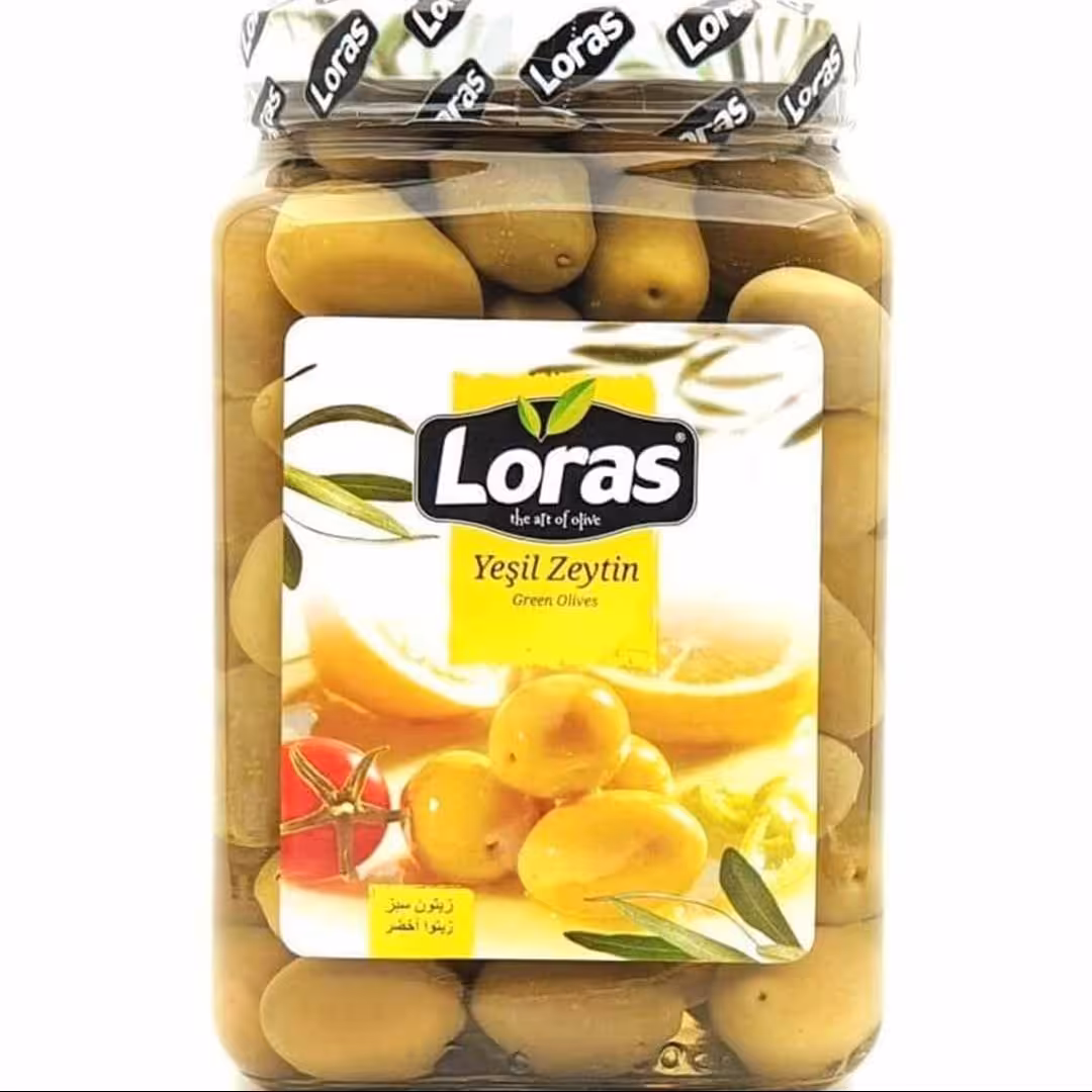 لوراس زیتون سبز باهسته 2250 گرم لوراس Loras