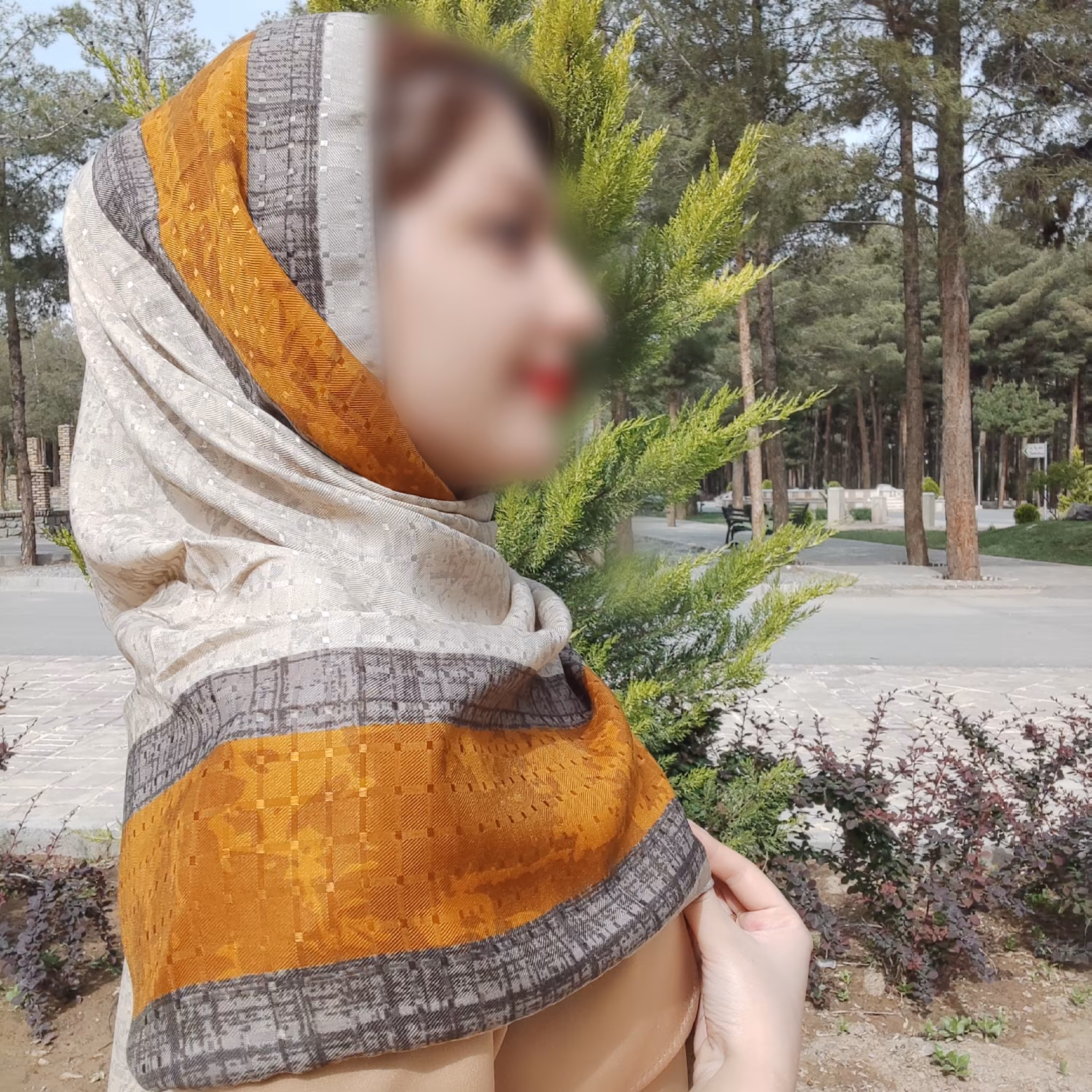 شال نخی بهاره دو رنگ مدل ارغوان کد 4