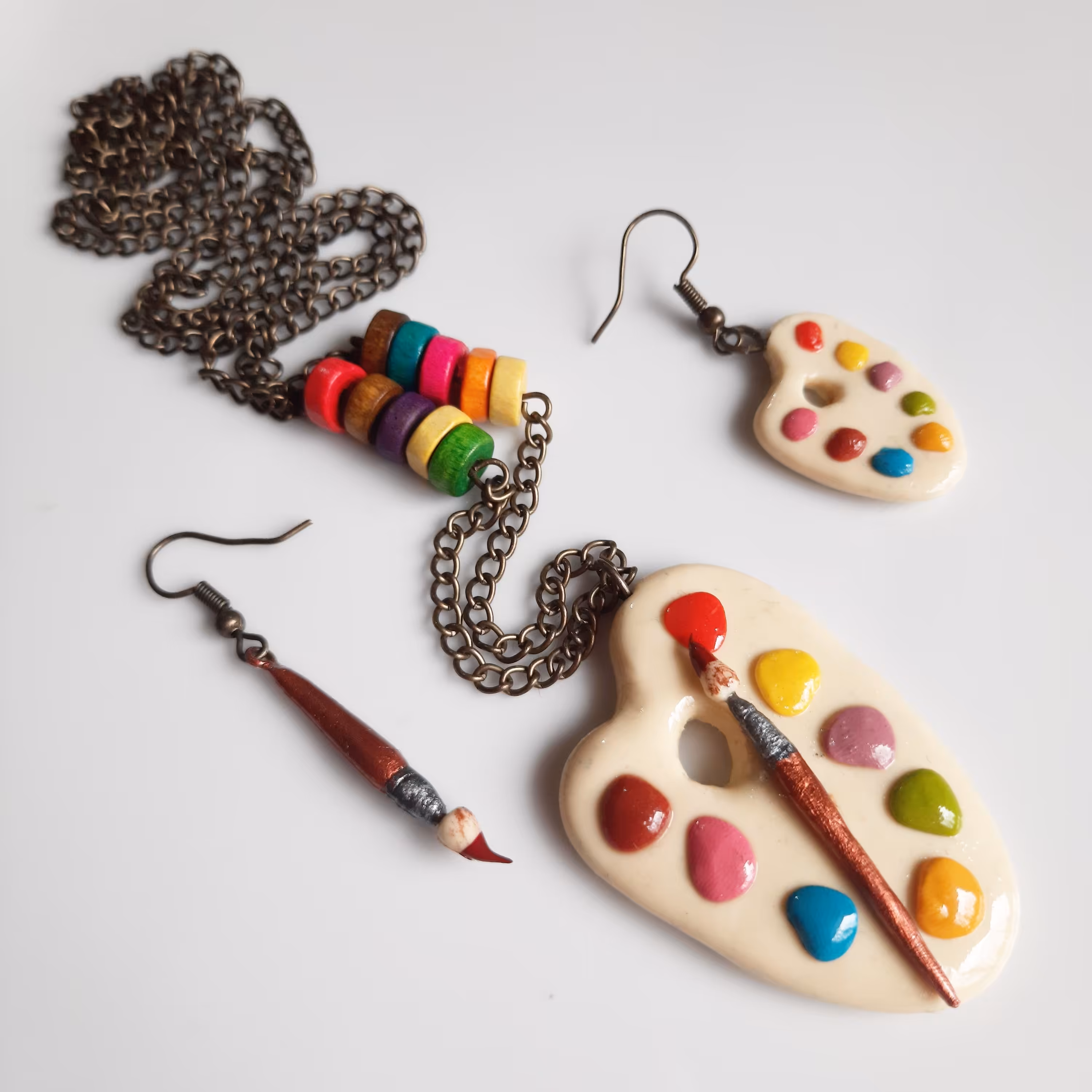 نیم ست بدلیجات پالت زنجیر بلند زیورآلات گوشواره گردنبند