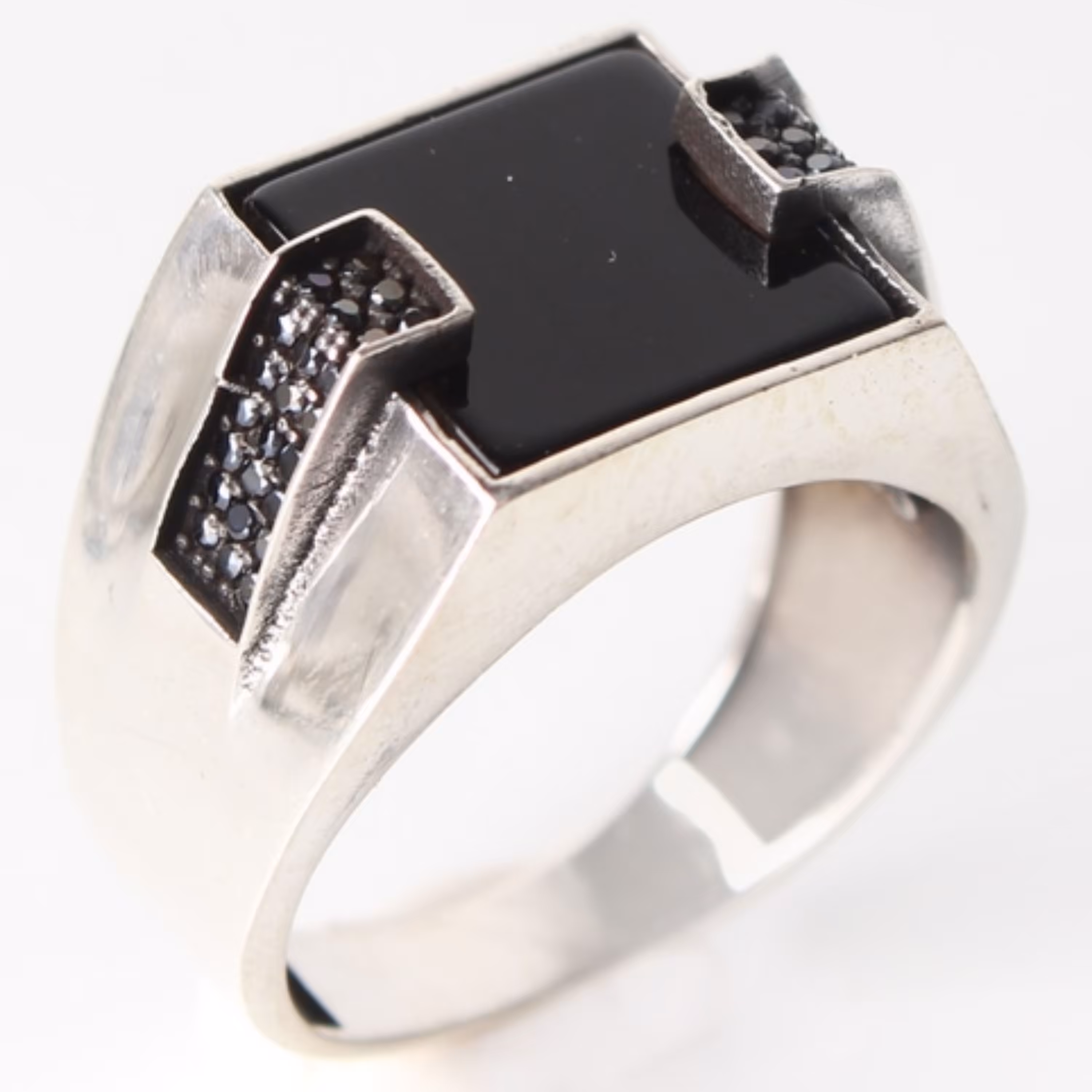 انگشتر نقره مردانه با طرح مربع با کیفیت کد 3434