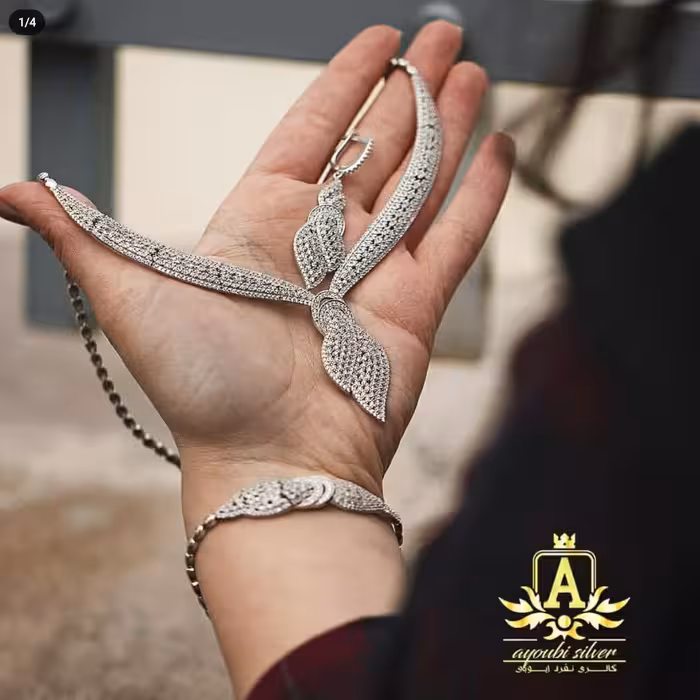 سرویس مارسانقره 925 طرح جواهر ابکاری طلارنگ ثابت