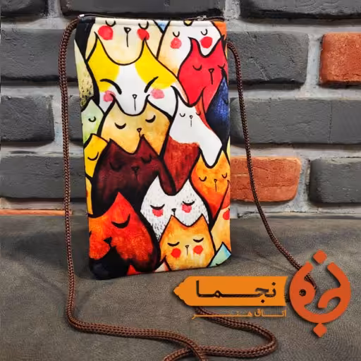 کیف موبایل مخمل کوبیده طرح گربه کد D29