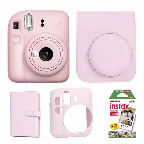 پک کامل دوربین چاپ سریع اینستکس مینی 12 فوجی فیلم Fujifilm Instax Mini 12 Pink Package
