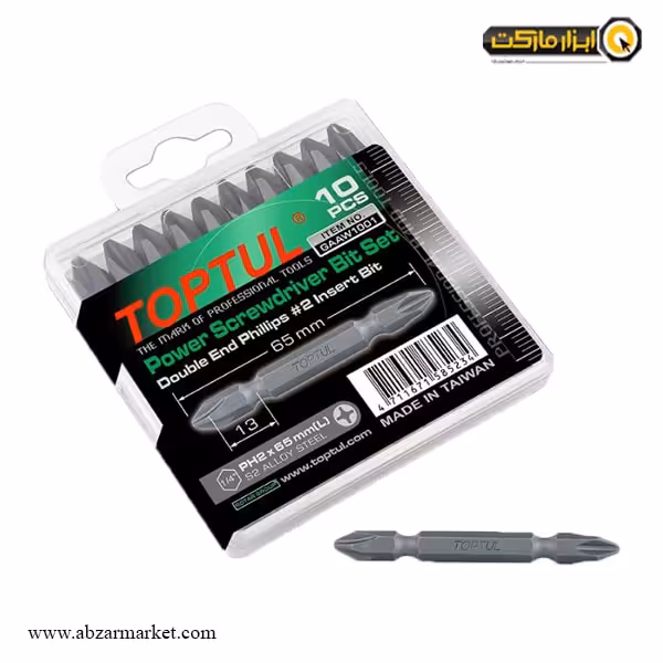 سر پیچ گوشتی تاپ تول دو سر چهارسو 10 عددی مدل GAAW1001