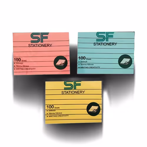 کاغذ یادداشت-پست ایت رنگی خط دار 100 برگی SF ابعاد 10 * 7.5