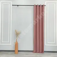 پرده آماده کتان لیندا رنگ کالباسی کد 266761 بسته یک عددی