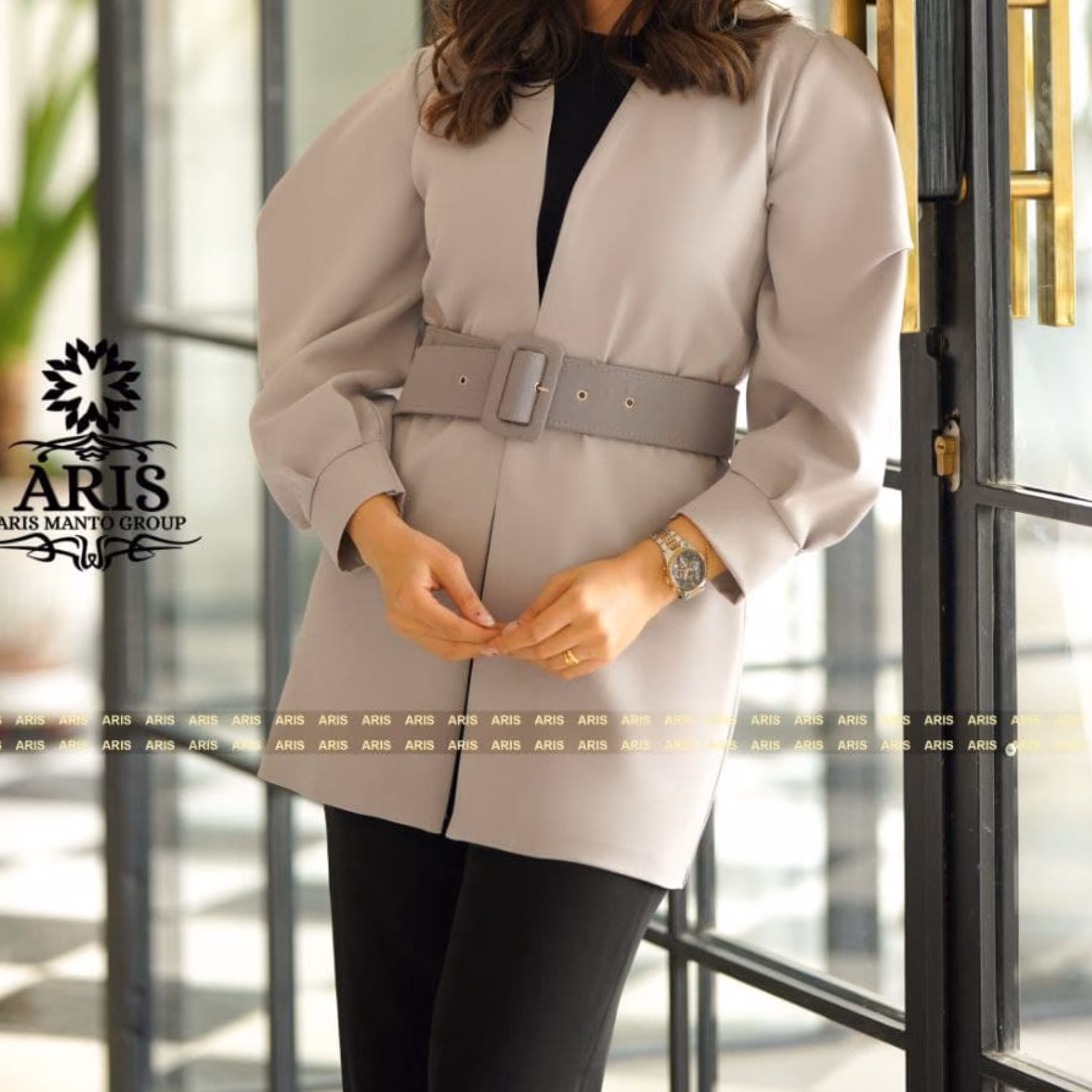 مانتو کتی کرپ مازراتی درجه یک همراه با کمربند