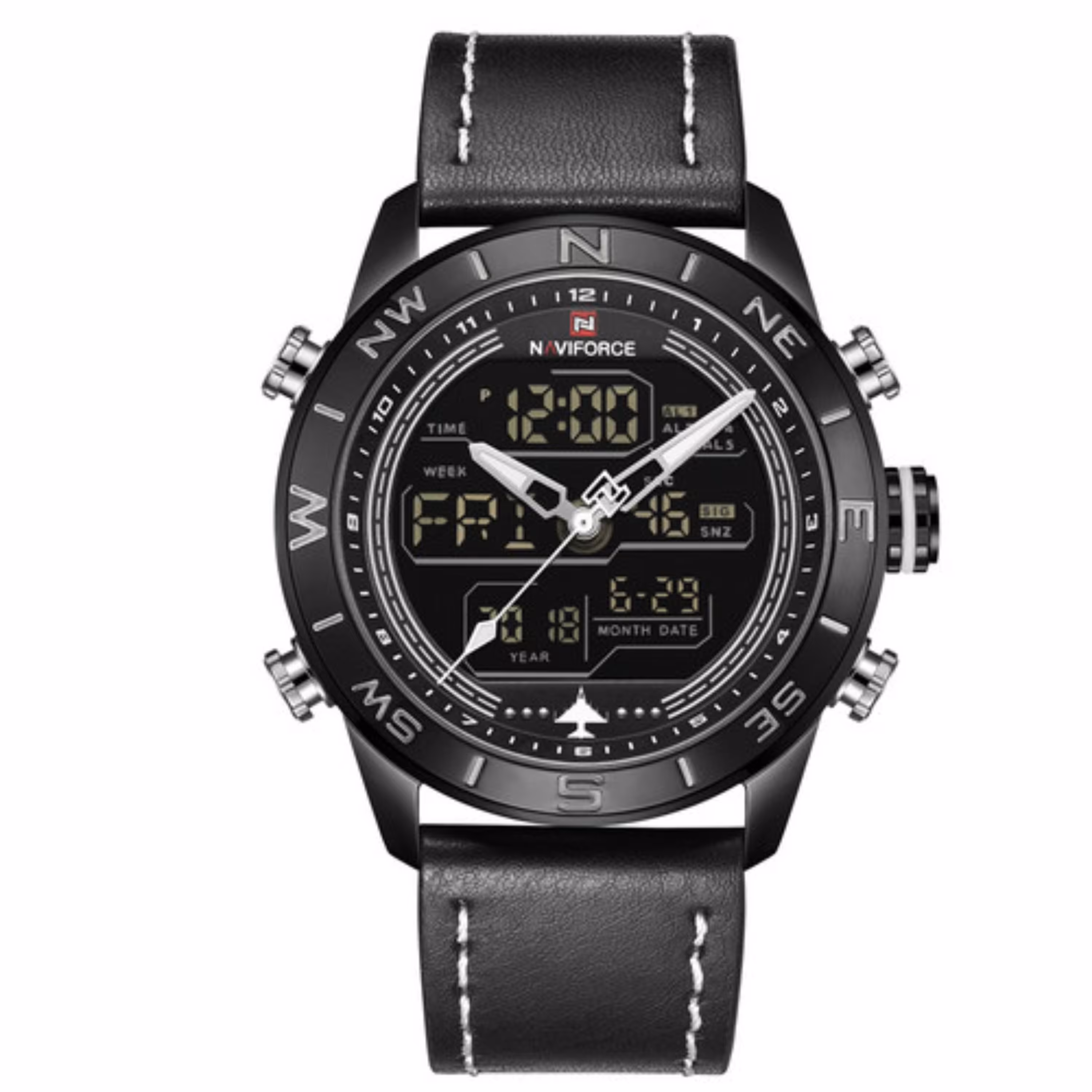 ساعت مچی عقربه ای صفحه دیجیتال مردانه نیوی فورس مدل 9144BWB