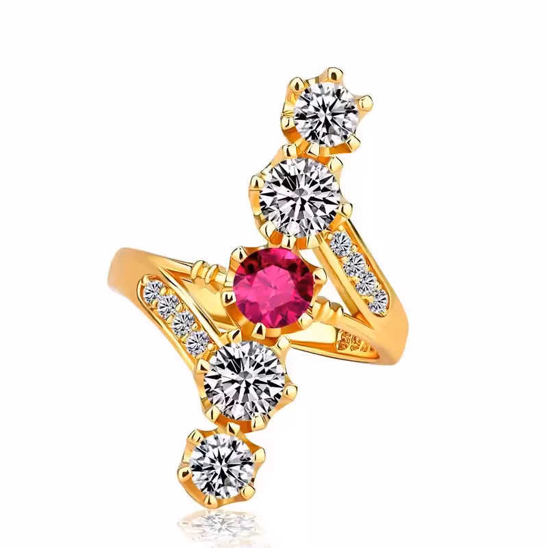 انگشتر خاص پنج نگین آبکاری طلا کد B2456