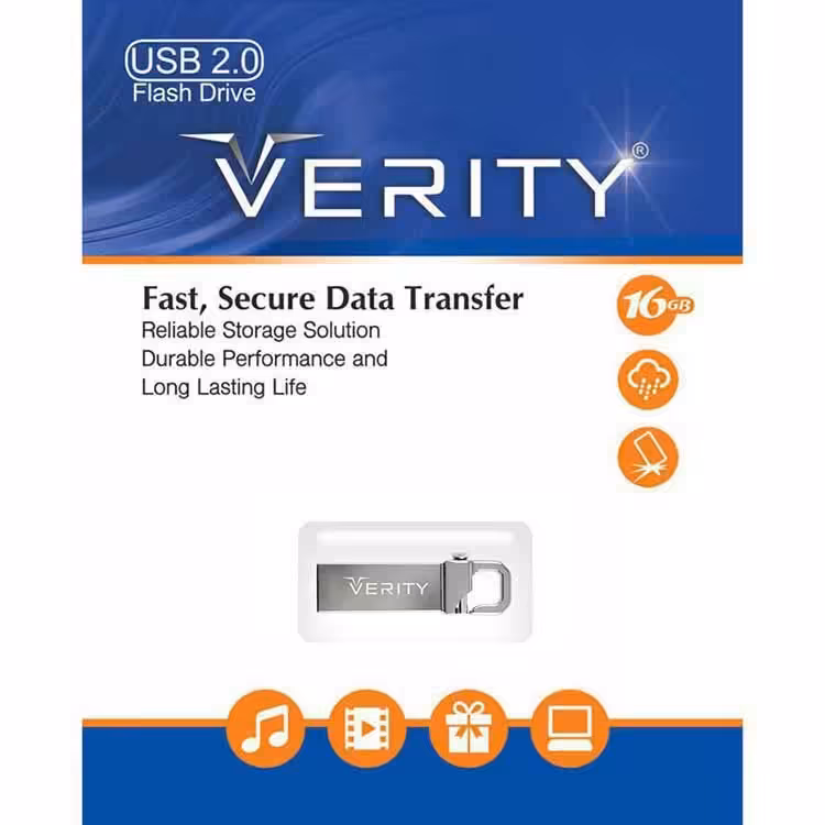 فلش مموری 16GB Verity مدل V807 همراه با گارانتی آسان سرویس