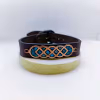 دستبندچرم(قهوه ای)مس فیروزه کوبی