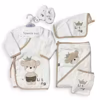 ست حوله نوزاد 5 تکه طرح خرس تاجدار مادرکر Mothercare