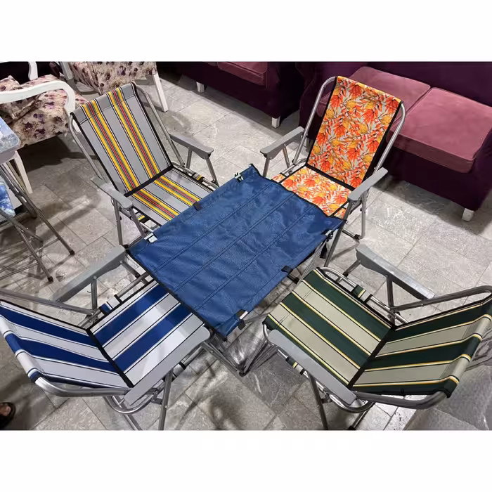 ست 4 نفره میز و صندلی تاشو مسافرتی 8 فنره