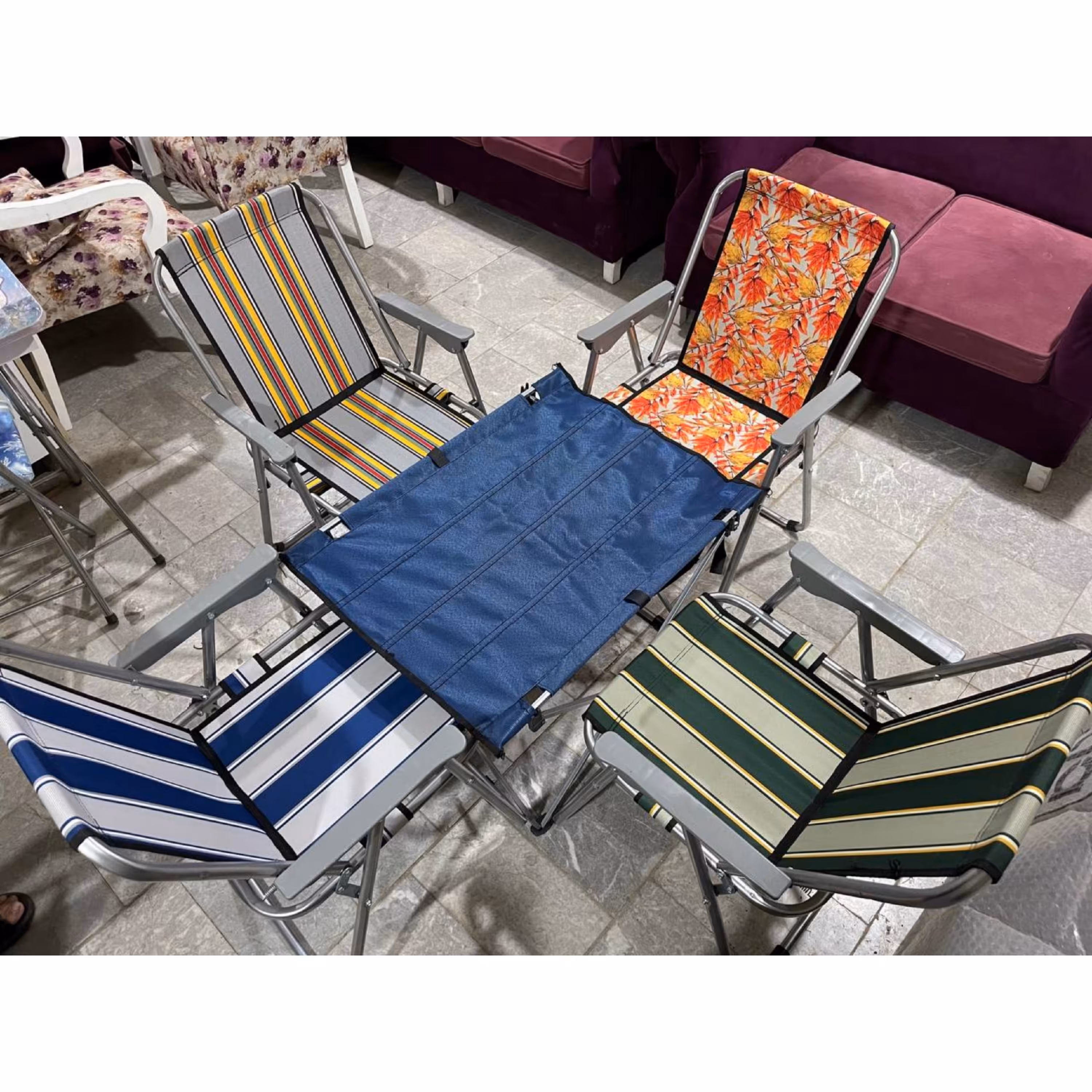 ست 4 نفره میز و صندلی تاشو مسافرتی 8 فنره