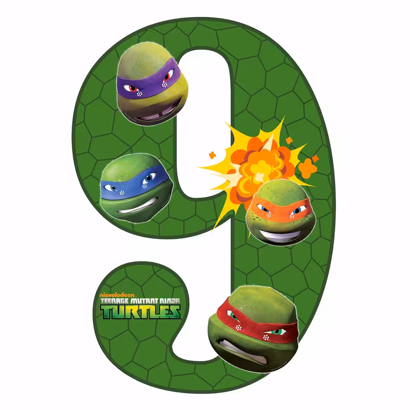 استند رومیزی تولد مدل عدد 9 طرح لاک پشت های نینجا کد 1242