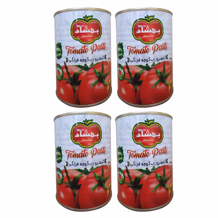 رب گوجه فرنگی غلیظ شده بهشاد - 800 گرم بسته 12 عددی